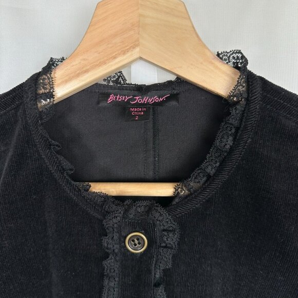 Betsey Johnson Victorian Corduroy Corset Jacket Women Size 2 Steampunk Goth Vamp - Picture 5 of 11